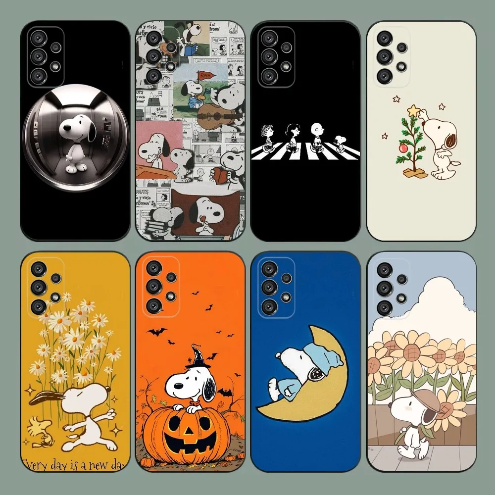 Cute S-Snoopies Phone Case For Samsung Galaxy A20,A21s,A22,A31,A32,A52,A53,A72,73,A80,A91 Soft Black Cover