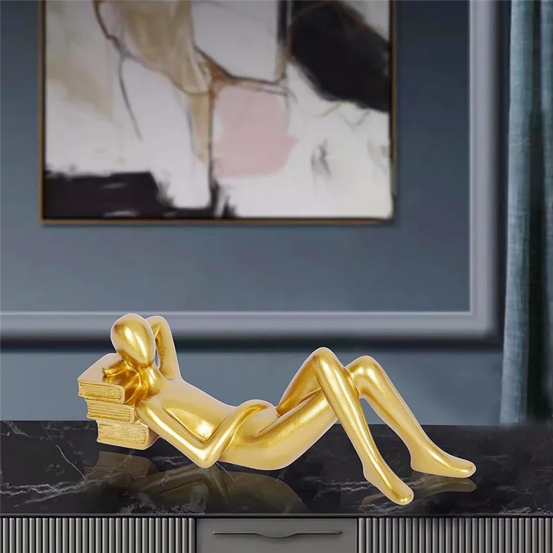 

Золотой декор Статуя для чтения Домашние украшения Золотой акцент Домашний декор для гостиной Смола Абстрактные фигурки для чтения C Простые в использовании