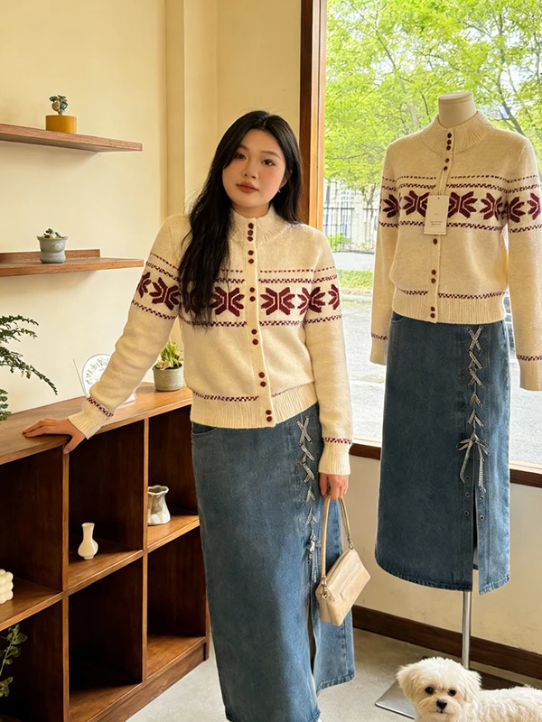 

Spring New plus Size Fashionable Sweater And Skirt Two Piece Set Women's High Collar Long Sleeve Casual Comfortable Ense...