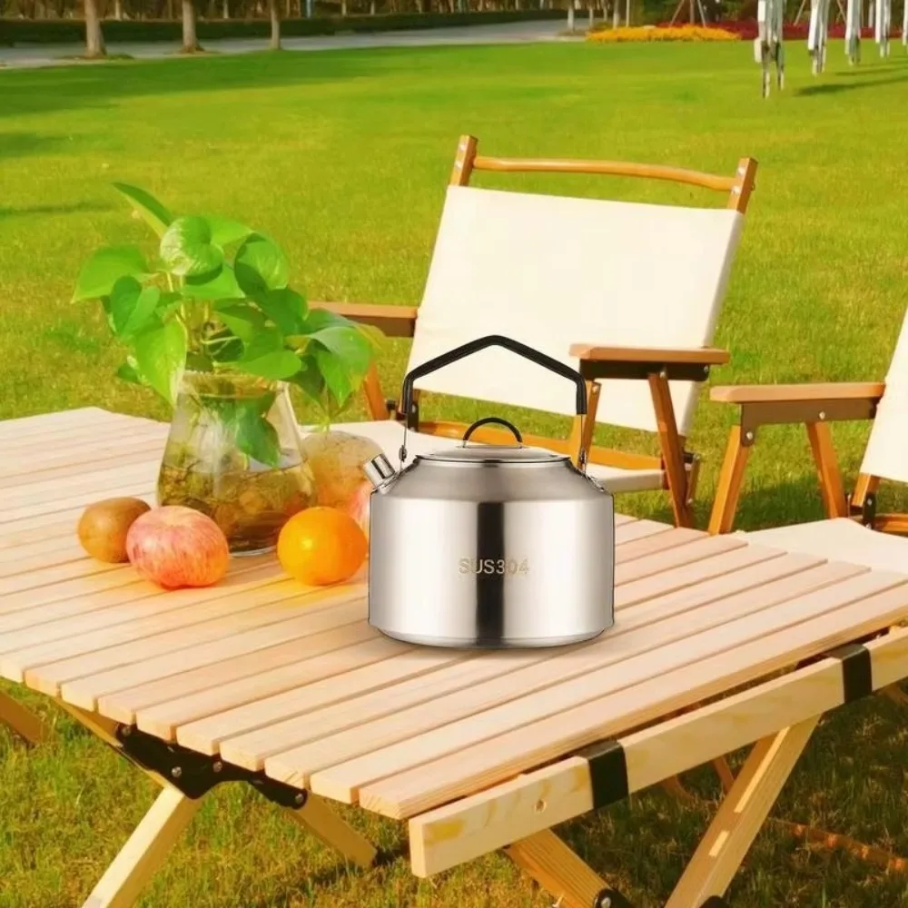 Durable 1L 1.5L Camping Water Kettle Stainless Steel Ultralight Gas Kettle Portable Outdoor Coffee Pot Teapot Picnic Cookware
