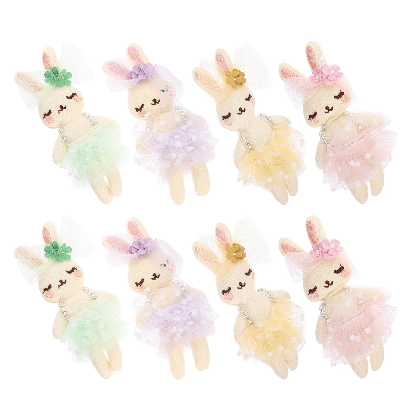 ตุ๊กตากระต่ายน้อยนุ่มนิ่ม 8 ชิ้น ของตกแต่ง ของขวัญกระต่ายอีสเตอร์ บัลเล่ต์ สำหรับเด็ก ตุ๊กตากระต่ายน้อย