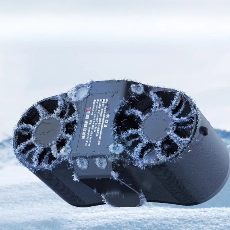 Taillierter Lüfter, wiederaufladbarer USB-Doppel-Turbo-Außenventilator mit Sice-Air-Tech für die Baustelle/Sommer. Hängender Taillenventilator