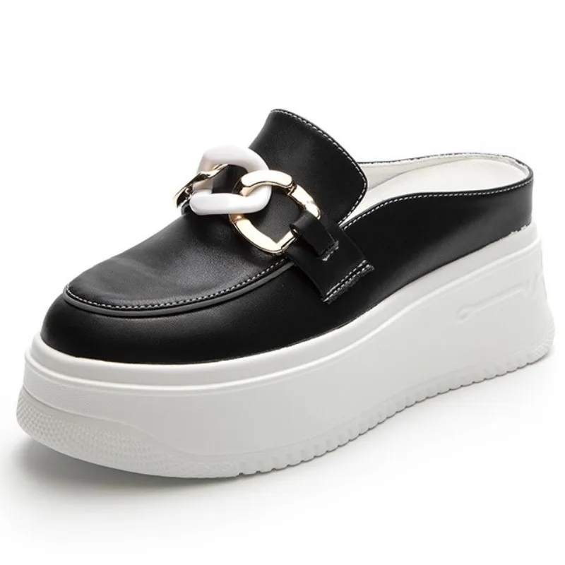 

7.5cm New Microfiber Leather Platform Wedge Slippers Sandle Sneaker Women Shoes Heels Summer Designer Female Fashion Boots