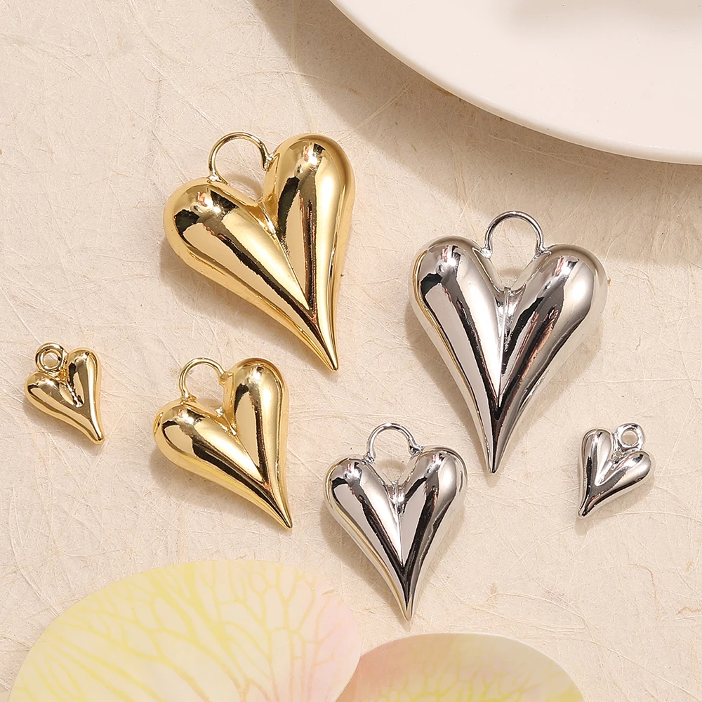 BenS 11/20/28mm Gold Plated Heart charms for Jewelry making Bubble heart Jewelry Pendant DIY handmade material accessories P59