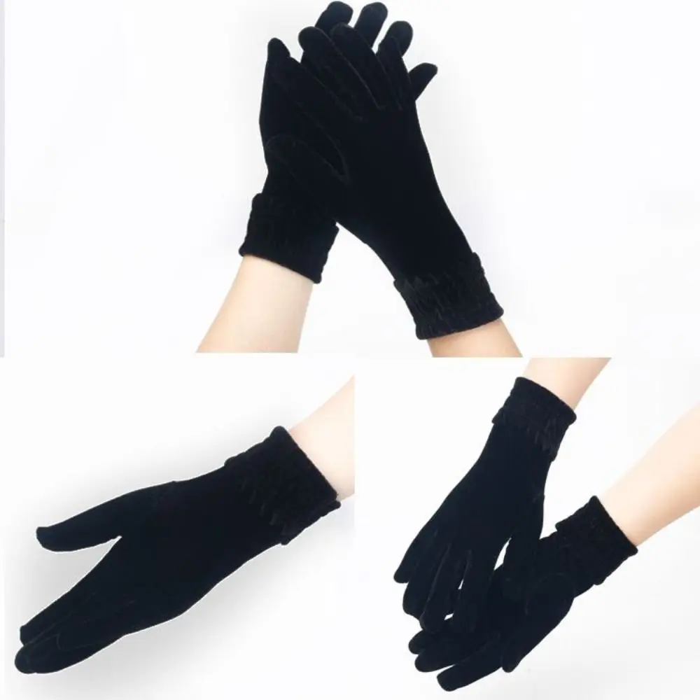 جديد قفازات مخملية سميكة بلون فروي قفازات دافئة ركوب القيادة قفازات الخريف الشتاء قفازات كاملة الأصابع #4