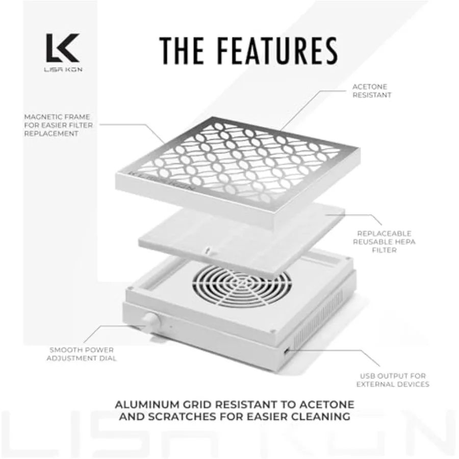 Odkurzacz do pyłu paznokci z filtrem wielokrotnego użytku Profesjonalny wentylator próżniowy Ekstraktor pyłu Mocny cichy odkurzacz do pyłu dla manicure