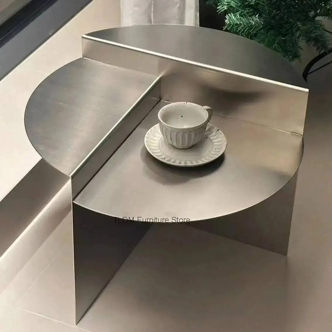 Cafe Nordic Steel Creative Small Coffee Table Dining Living Room Tables Light Leisure Luxury Stainless Table Photo Props Tables