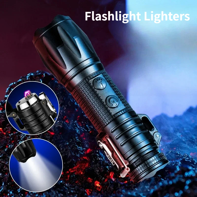 New Outdoor Windproof Lighter USB Plasma Rechargeable Double Arc Lighter LED Lighting for Women\'s Defense Men\'s Smoking Tools