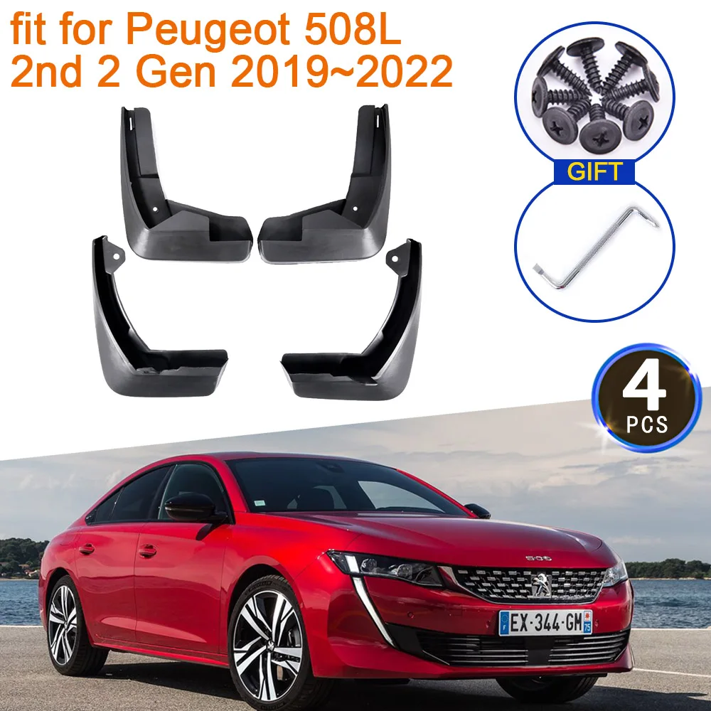 for Peugeot 508 2nd 2 Gen 2019 2020 2021 2022 Mud Flaps Mudguards Splash Fender Guard Front Rear Wheels Car Stying Accessories