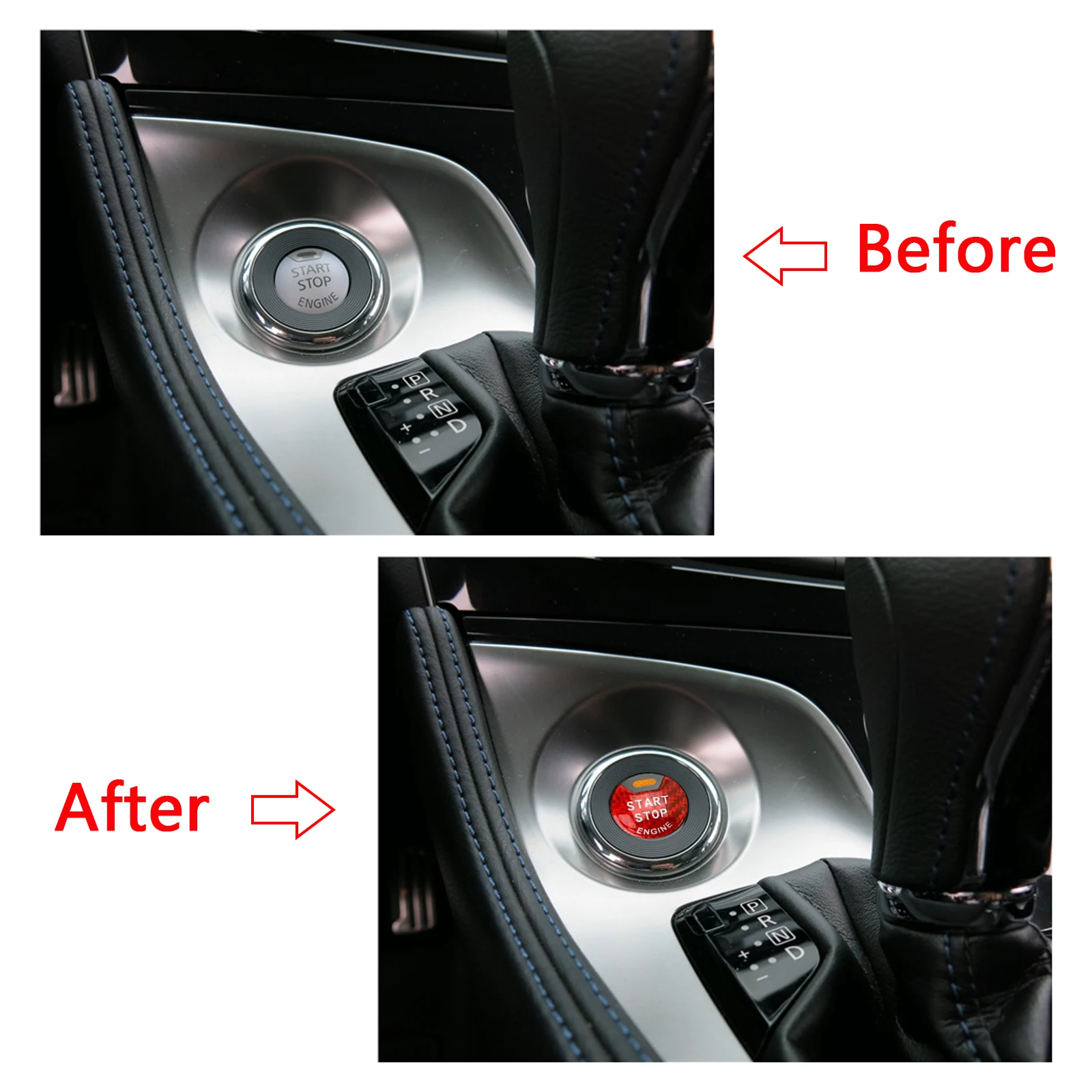 Red Carbon Fiber Engine Start Stop Push Ignition Button Cover Trim For Nissan Titan Pathfinder Maxima Altima Infiniti Q50 Q60