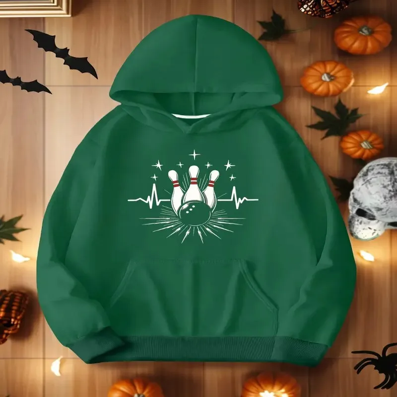 Winter Fall Plus Size Women Clothes Oversize Female Sweatshirt Bowling Ball Heartbeat Line Pure Cotton Fabric Fashionable Top