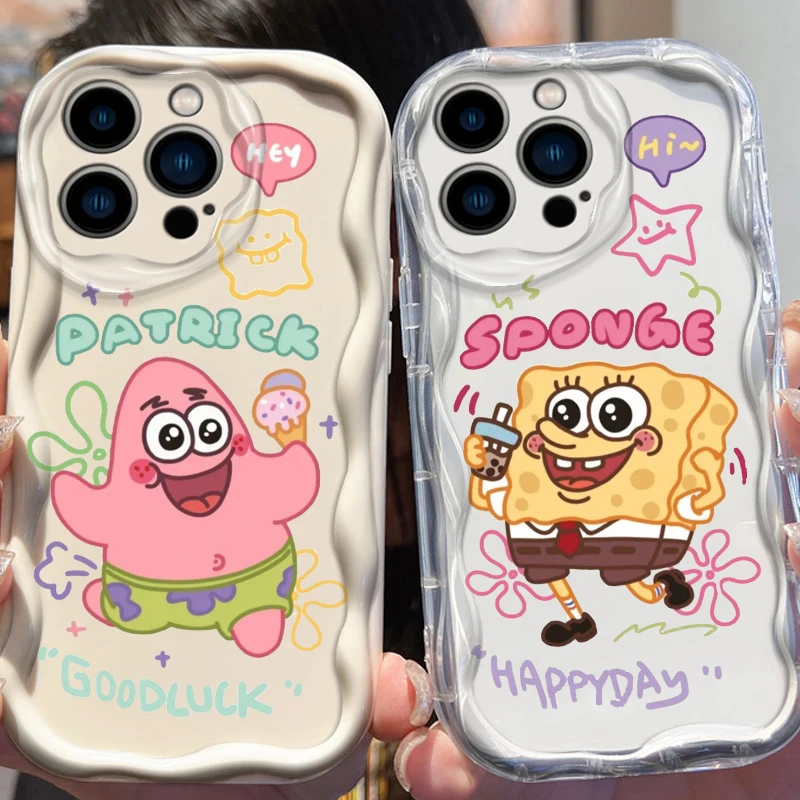 S-Bob Sponge Cartoon Cute For iPhone 15 14 13 12 11 XS X XR 8 7 6 6S Pro Max Plus Mini Wave Oil Phone Case Soft