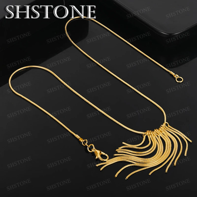 

Charm 45cm 18k Gold Tassel Necklace Snake Chain For Women Trendy Party Birthday Gift Wedding Temperament Elegant Fine Jewelry