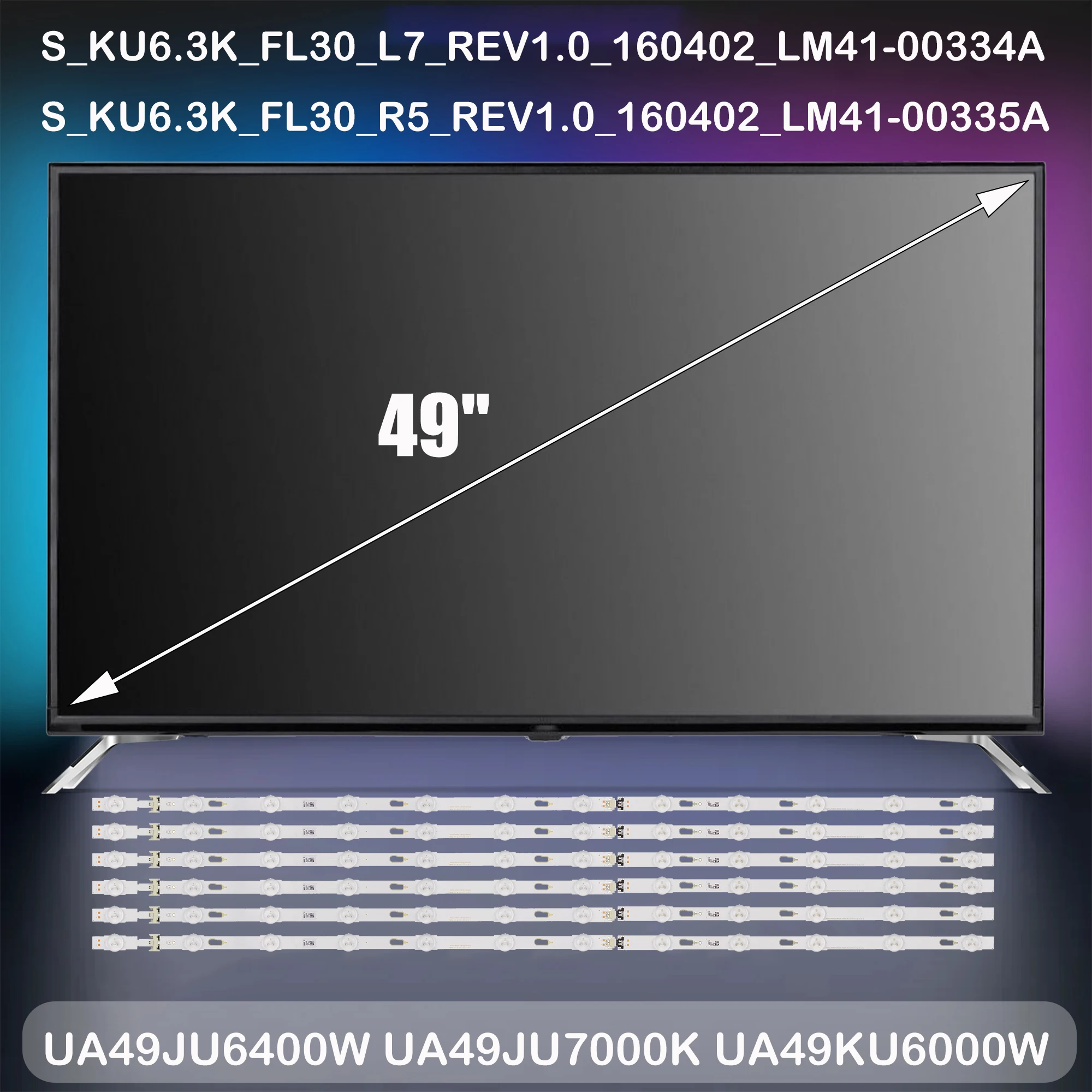 

LED backlight Strip For UA49MU6103K UE49JU6050 UE49JU6060K UE49JU6070U UE49JU6070 UE49JU6072U UE49JU6075U UE49JU6400K UE49JU6400