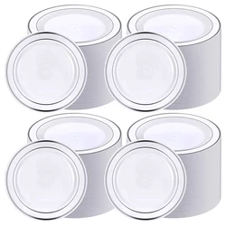 50/25pcs Silver Plastic Plates-7.5inch Disposable Salad/Dessert Plates-Hard Plastic Appetizer Plates Small Cake Plate for Party