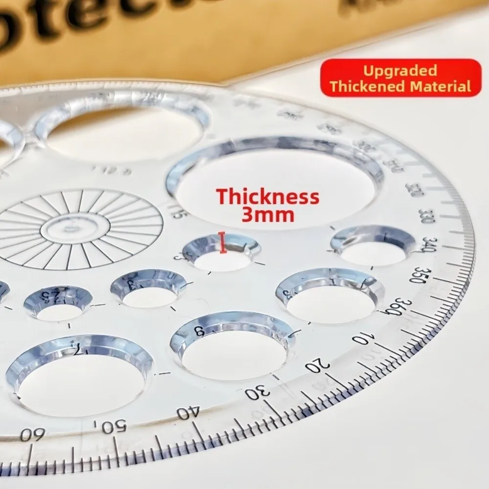Circular Scale Plastic Ruler Template Measuring Transparent 360 Degree Protractor‌ Circle Drawing Tool Geometric Template Ruler