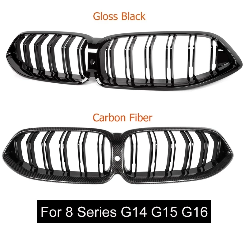 Gloss Kidney Grille for BMW8 Series G14 Cabriolet, G15 Coupe, G16 4-Door Gran 2018+ Front Bumper ABS+Carbon fibre Racing Gril