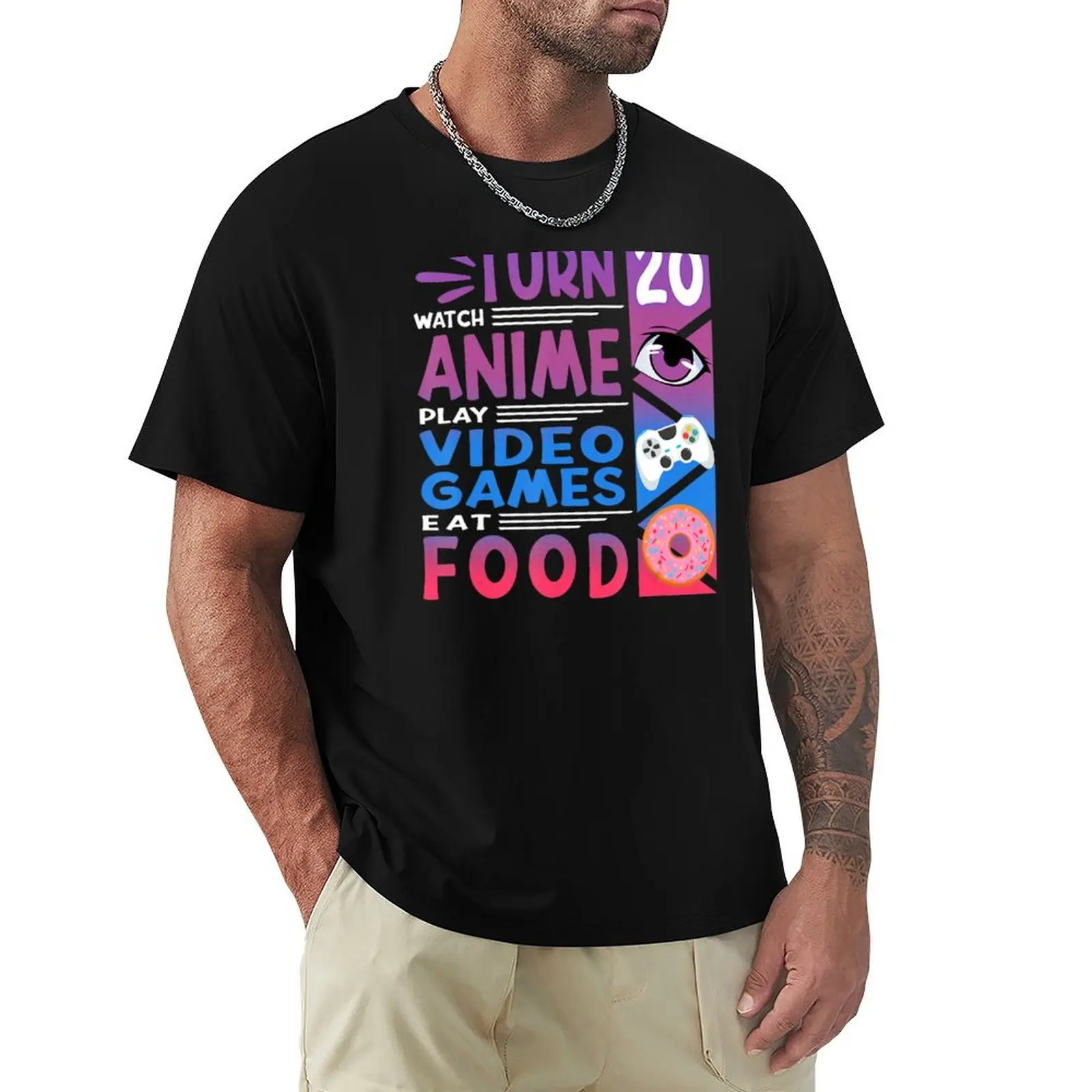 20th Birthday I Manga I Gamer I 90s Kawaii Donuts Anime T-shirt shirts graphic tees plain designer t shirt men