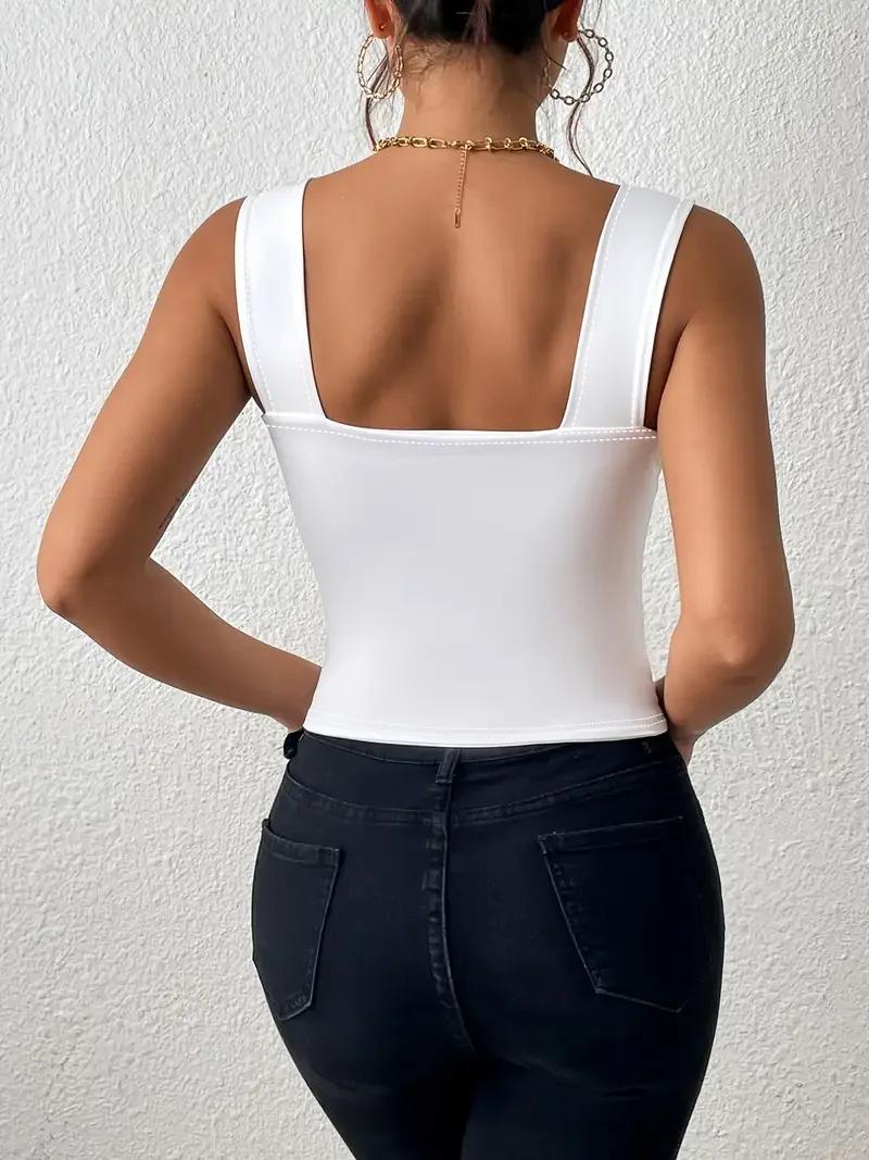 เสื้อครอปสายเดี่ยวคอเหลี่ยมสีข - Crop Top Crochet บทวิจารณ์และราคา