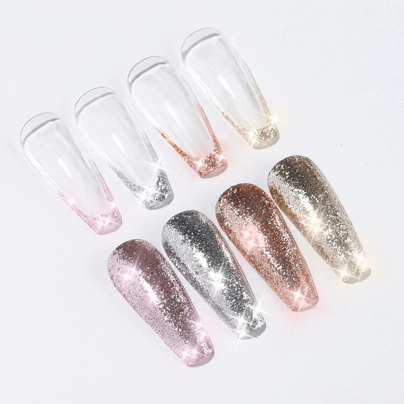 Vendeeni 4 cores/conjunto ouro prata alta densidade pó fino gel unha polonês uv led glitter platina pintura manicure laca