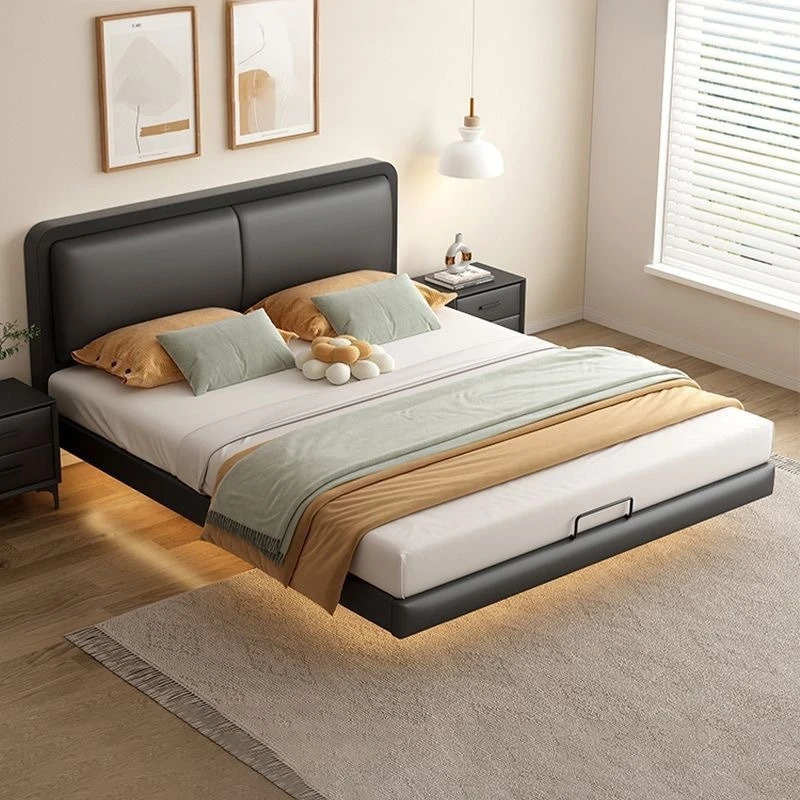 Suspended bed, modern simple master bedroom double iron frame bed