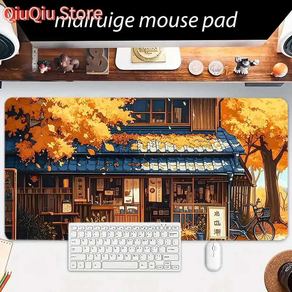 Tappetino per mouse con paesaggio autunnale Tappetino per tavolo da gioco per ufficio per computer di grandi dimensioni Tappetini per tastiera per PC con bordo cucito antiscivolo in gomma XXL Tappetini da scrivania lunghi