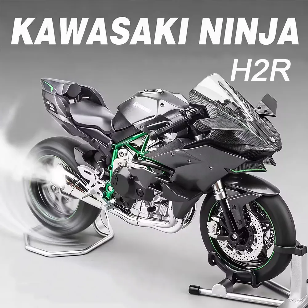 

1:9 Kawasaki Ninja H2R Motorcycles Model Toys Alloy Diecast Wheel Shock Absorption Front Wheel Steering Ornament Motorbikes