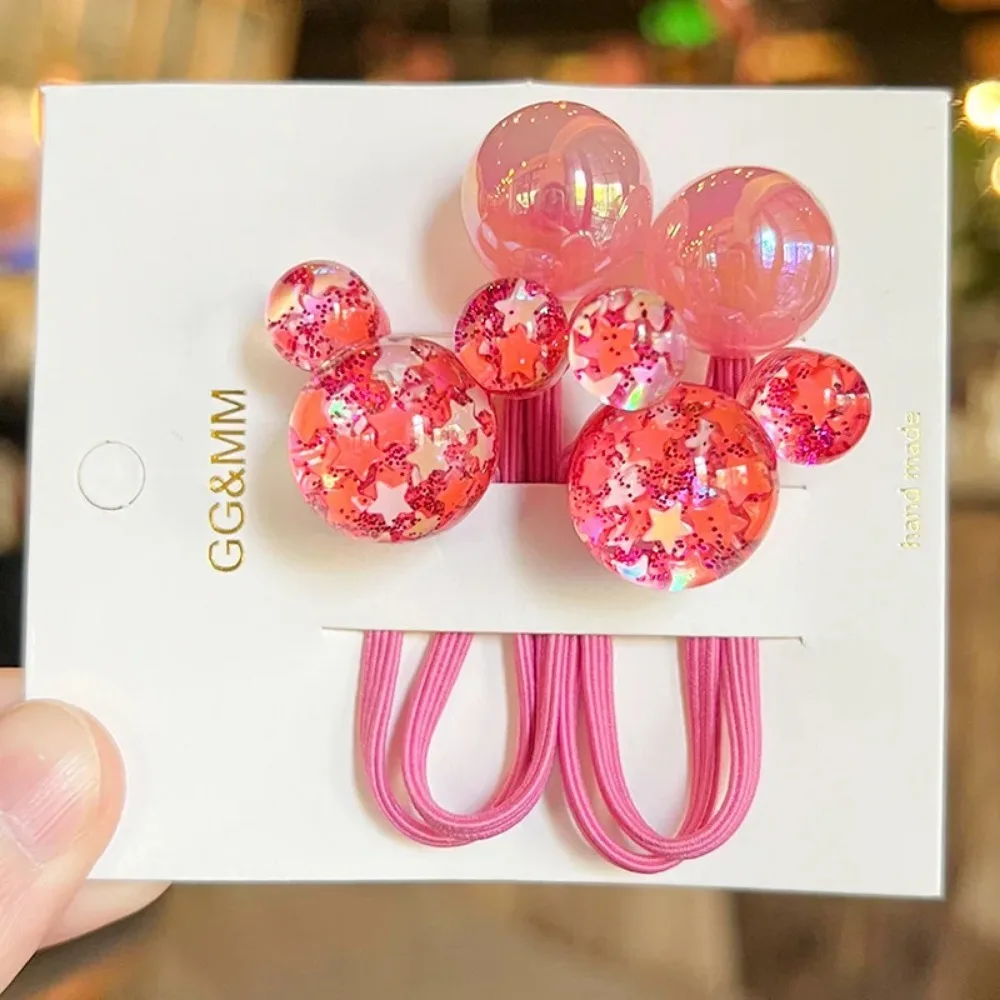 2PCS Cartoon Mouse Head Girls Lovely Elastic Hair Bands Princess Hair Accessories Children Hair Ties Baby Headwear image 6