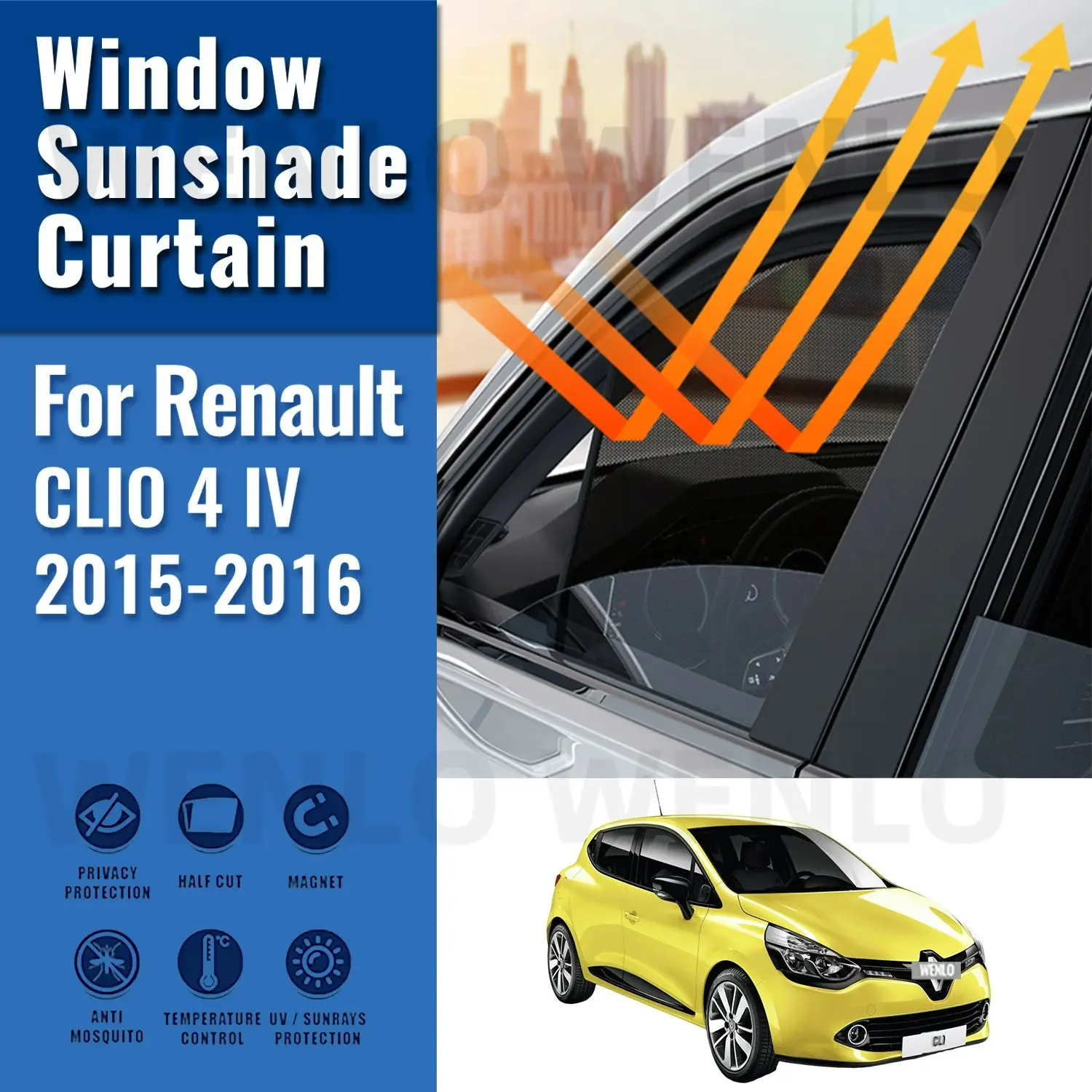 

For Renault CLIO 4 2015 2016 Side Window Sun Shade Visor Magnetic Car Sunshade Front Rear Windshield Frame Curtains Shield