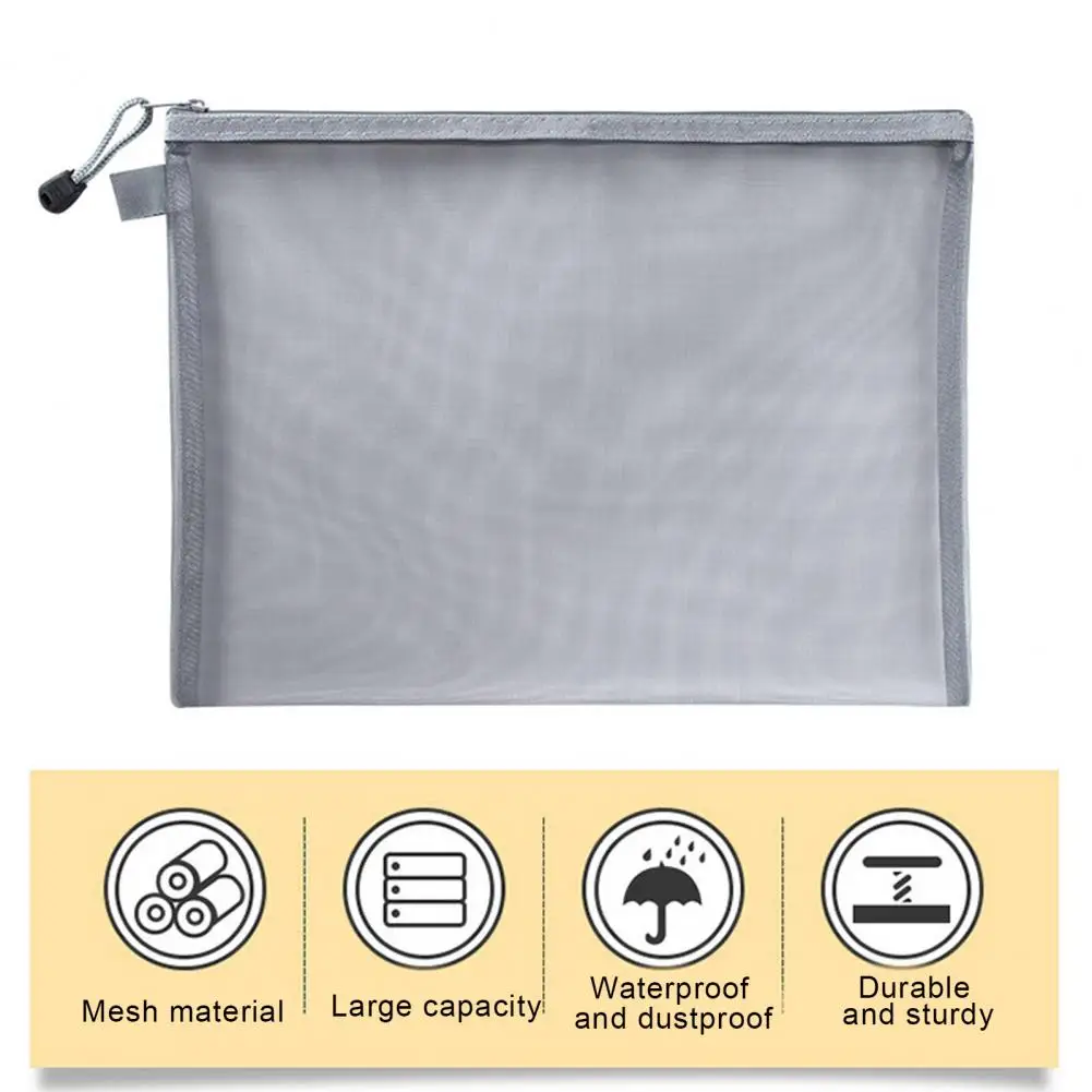 Visible Document Pouch Lightweight File Organizer Capacity Portable File Holder with Zipper for A4 Documents for Office