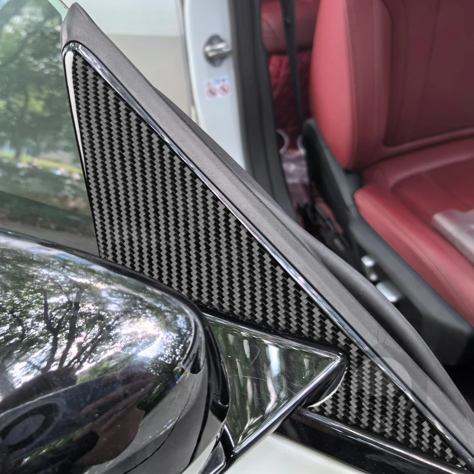 For BMW M4 G22 G82 G83 2021 2022 2023 2024 Outer A-pillar Soft Black Carbon Fiber Sticker Cover Trim Car Decoration Accessories