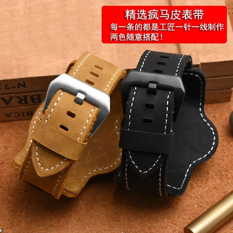 Suitable for Panerai  PAM380 111 351 frosted leather watch with large leather chain, 20mm 22mm 24mm 26mm