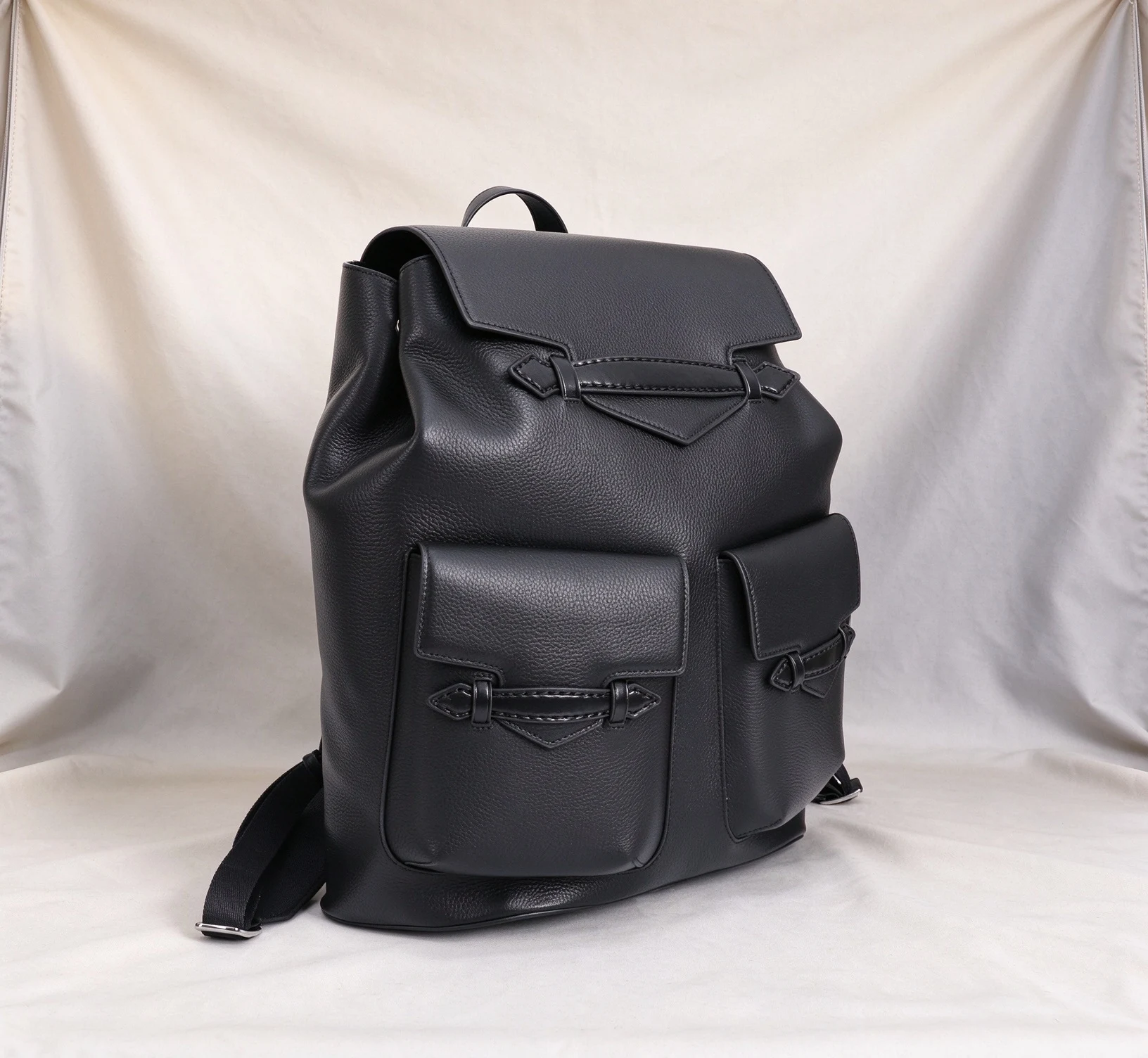 Multi Pocket Large Capacity Cowhide Leather Backpack, Daily Commuter Travel Rucksack for Work Business