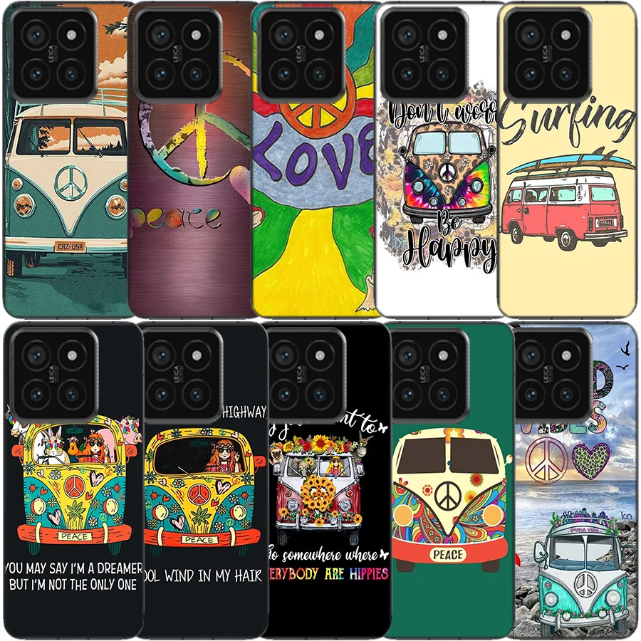 Hippie Peace Bus and Sunflower Clear Phone Case For Xiaomi Mi 13 12 12T 11 11T 10 10T Pro 11i 9 9T 8 Lite CC9E A3 A2 TPU Pattern