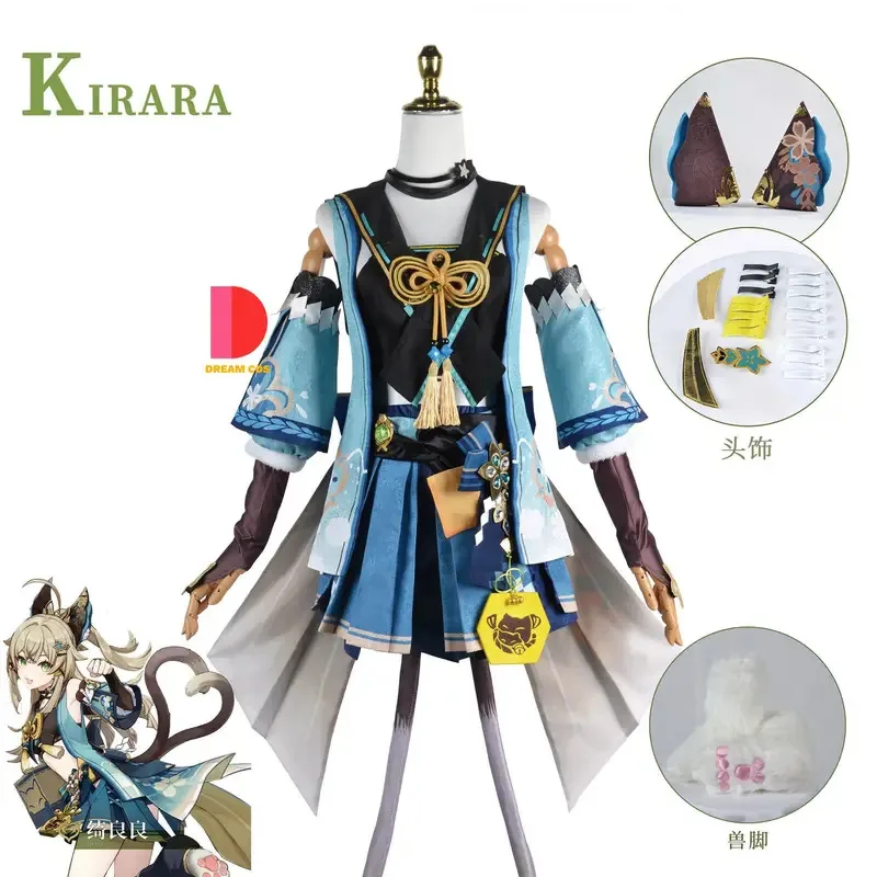 

Genshin Impact Kirara Cosplay Costume Ears Tail Suit Women Wig Halloween Carnival Party Game Outfit Full Set Role Play Accessory