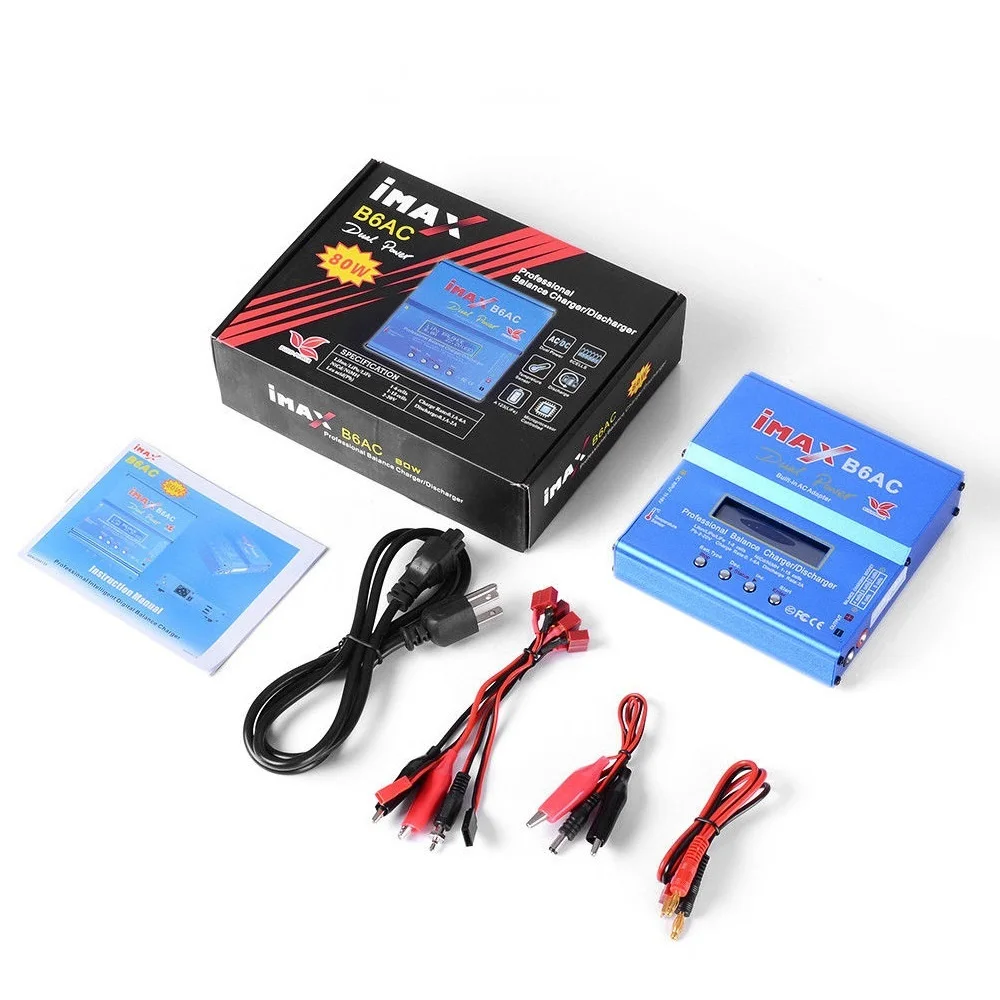 IMAX-cargador de batería B6 AC RC, 80W, B6AC 6A, Lipo, Nimh, Li-ion, ni-cd, cargador de equilibrio Digital con pantalla Digital LCD