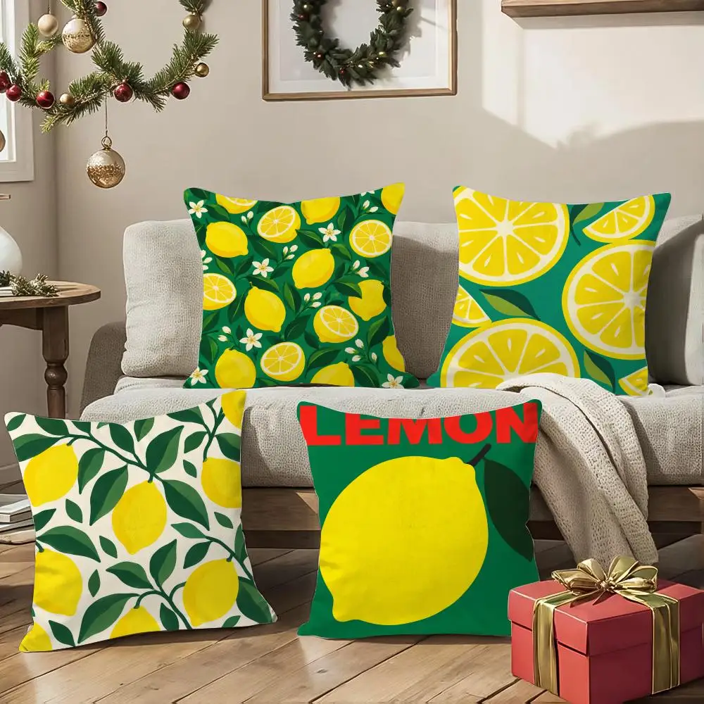 Fresh Lemon Cushion Cover Square Decorative Sofa Pillow Case Bedroom Living Room Home Decor Gift