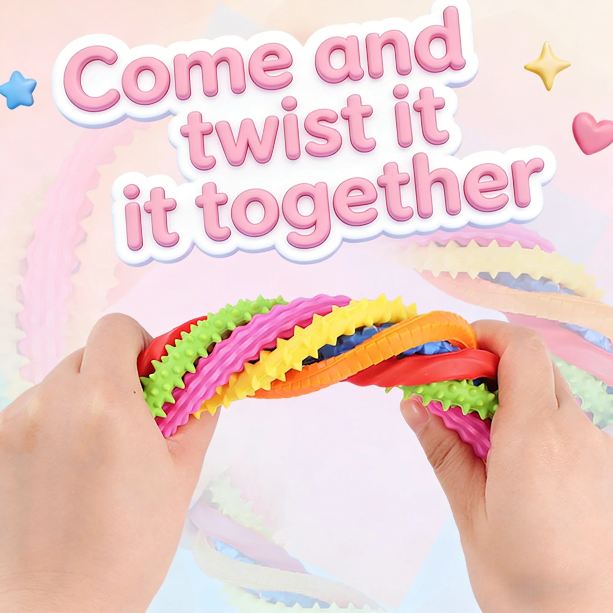DIY Twist Sensory Stretch Rope Toys, 6-Piece Textured Stress Relief Rope Set, Children's Stress Relief and Soothing Tools, Safe and Non-Toxic, Party Favors, Birthday Gifts for Boys and Girls