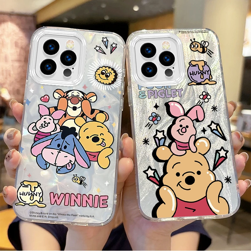 

Disney Winnie The Pooh Cartoon Gradient Phone Case for iPhone 16 15 14 13 12 11 8 7 6 Pro Max Plus XS XR Shockproof Matte Covers