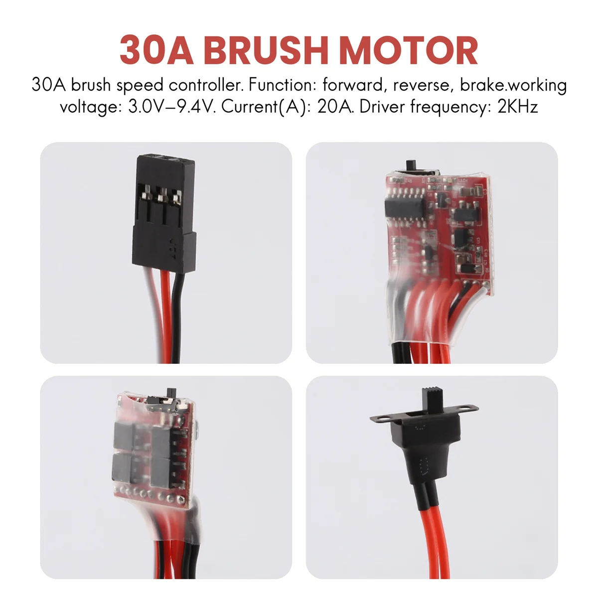 AT77 RC ESC 30A 4-8V فرشاة وحدة تحكم في سرعة المحرك 1/16 1/18 لتسلق RC سيارة خزان السفينة سيارة صغيرة 4Wd WPL