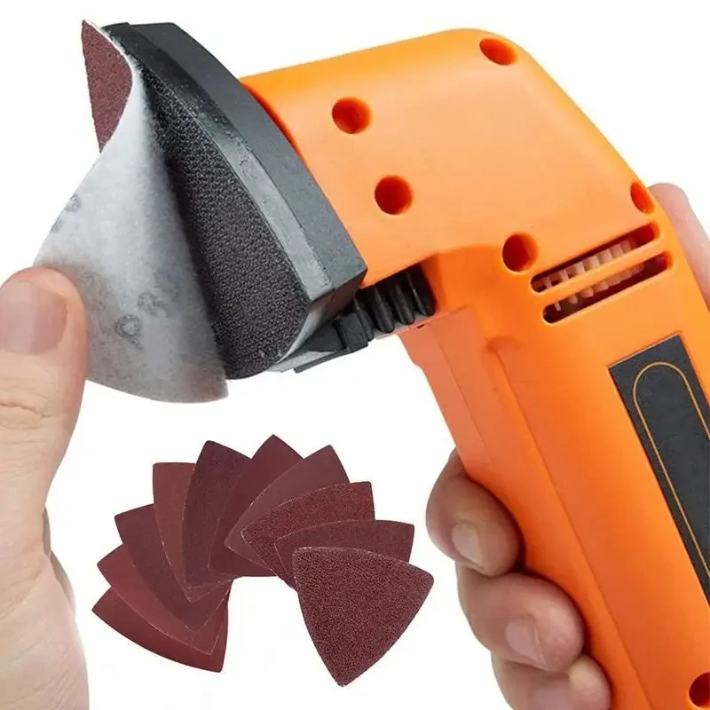 21pcs/set Triangular 80mm Oscillating Multitool Sand Pad With Hook and Loop Sandpaper Sheet For Burr Grinding And Rust Removal