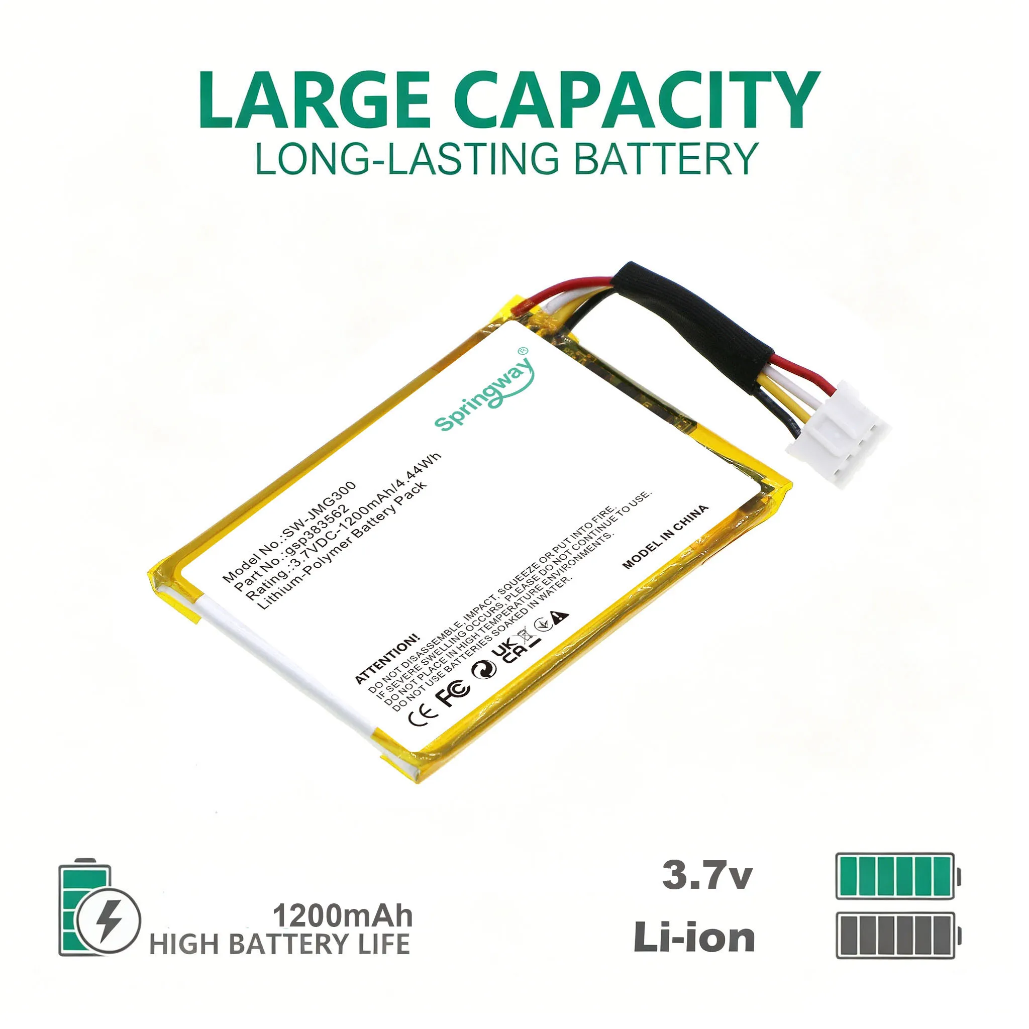Speaker Replacement Battery MLP383562P GSP383562 324054 for JBL Go 3 3.7V 1200mAh