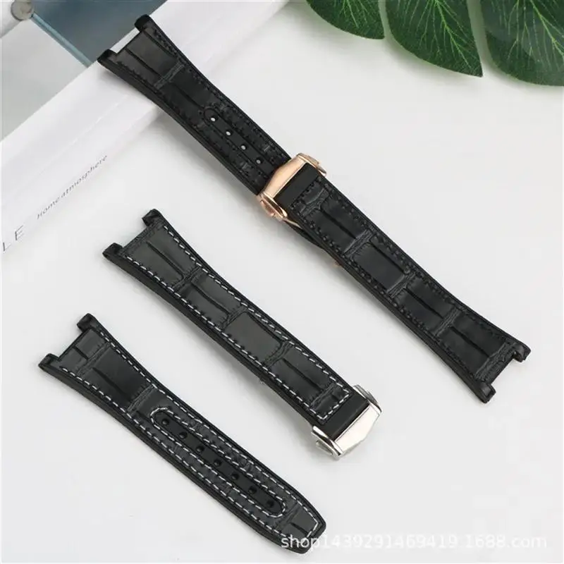 NFR For Omega Constellation Double Eagle Series Watchband Manhattan Rubber Cowhide Male Observatory Strap Notch 25-14mm