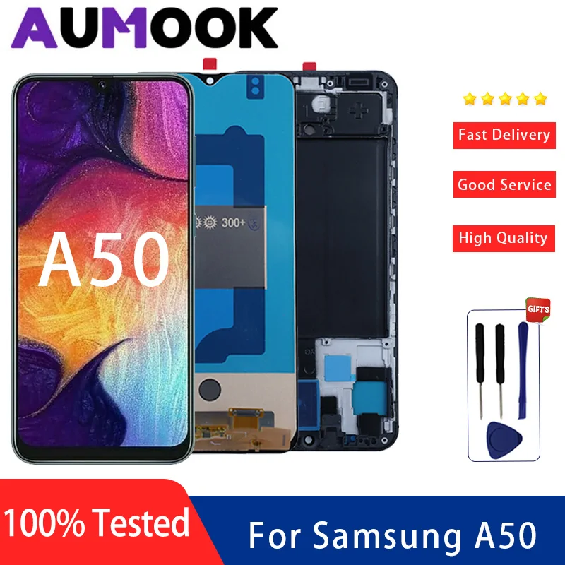 A50 Display Screen With Frame For Samsung A50 A505 A505F A505FN A505GN A505FM LCD Display with Touch Screen Digitizer Assembly