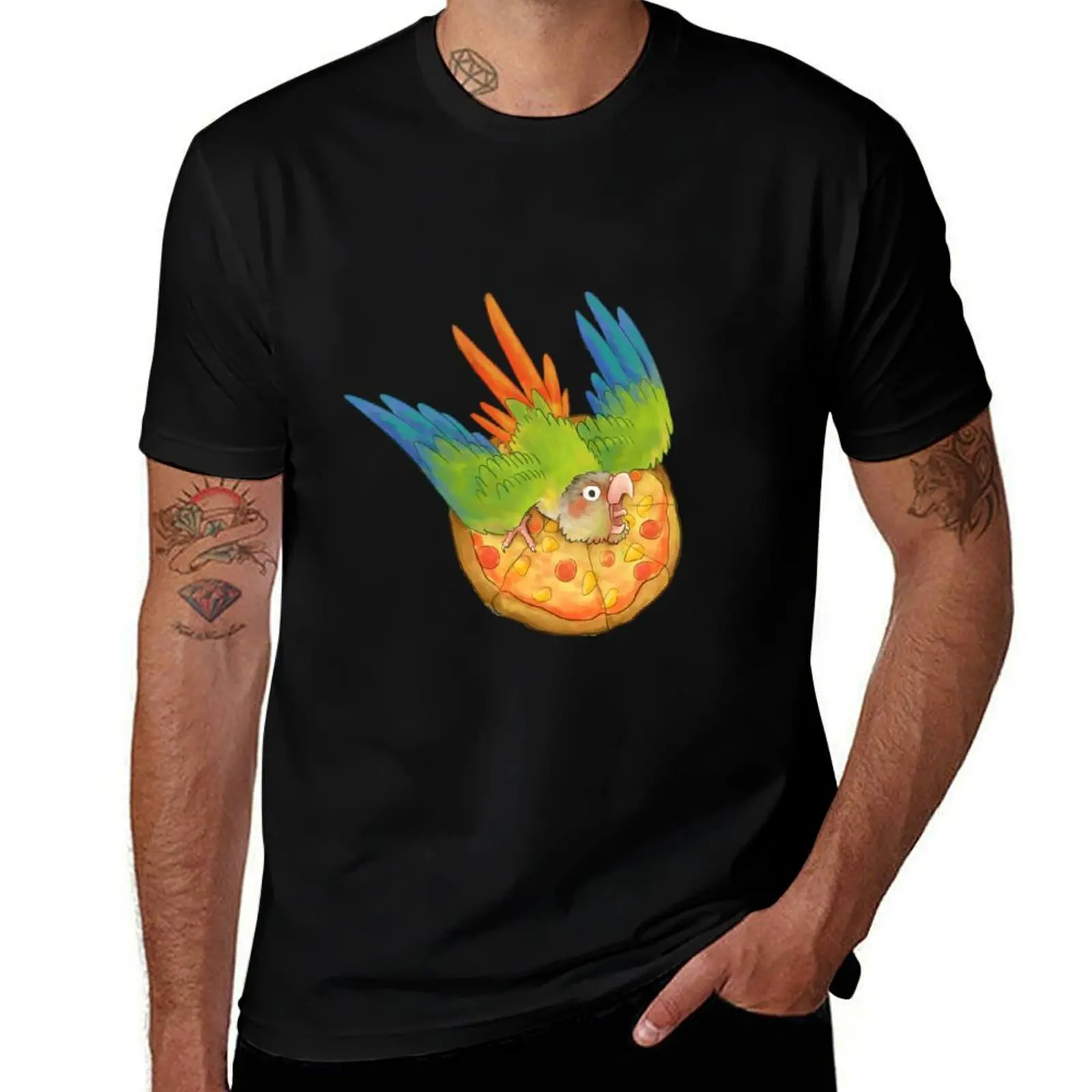 Pineapple Pizza Conure T-Shirt Basic Solid Color Short Sleeve Cotton Top T-Shirt