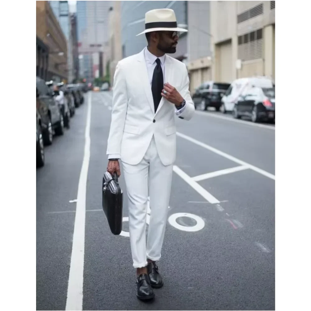 

Белые мужские костюмы из 2 предметов на одной пуговице с лацканами Terno Masculino Slim Fit Costume Homme Blazer Formal Business Blazer Мужские смокинги