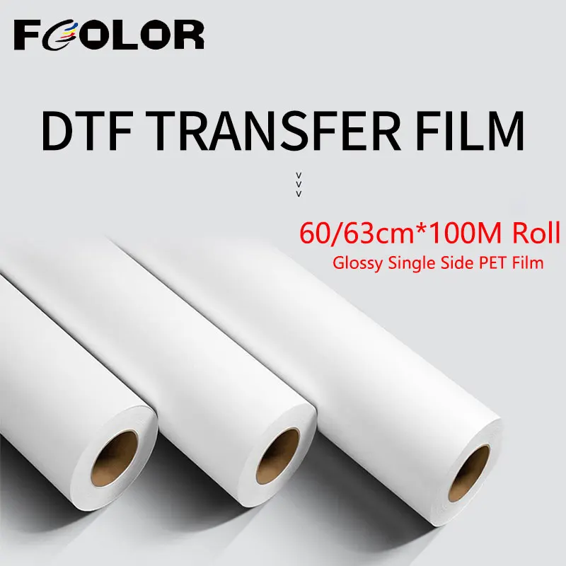 

Fcolor 24 inch Glossy DTF Transfer Film 60cm*100m DTF PET Film Roll for Epson A2 DTF Printer for T shirt Clothing Printing