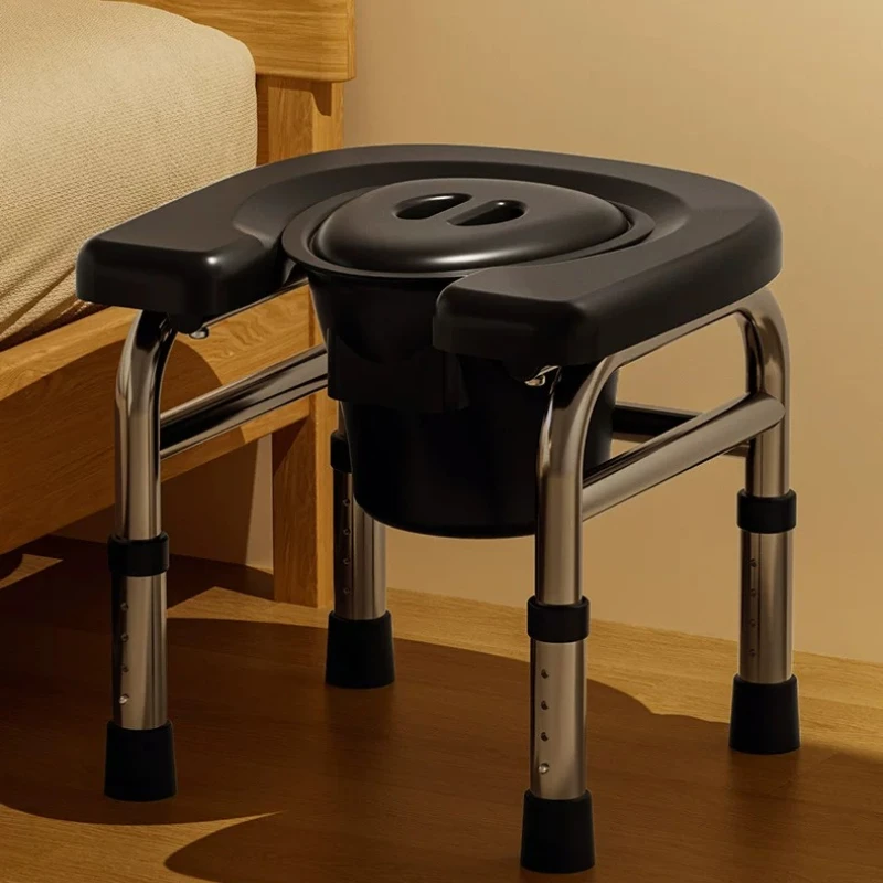 Toilet Stool Potty Squatty Assist Adjustable Height Bathroom Chair Support Gourd-shaped Reinforced Frame for Elderly Pregnancy