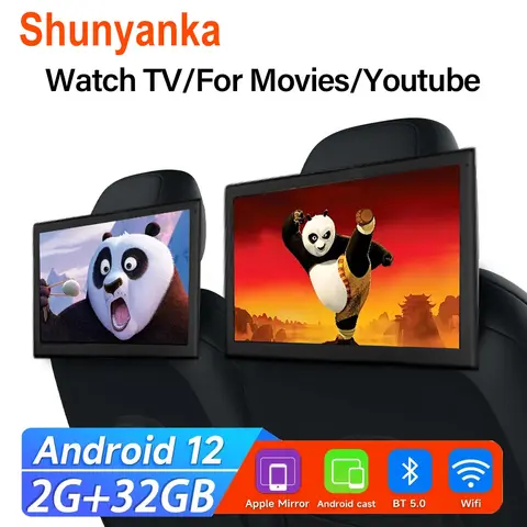 안드로이드 12 카 헤드레스트 모니터 10.1인치 IPS 터치스크린 태블릿 (WiFi/BT 지원), HD 비디오 시트 엔터테인먼트, 넷플릭스, 카플레이 지원