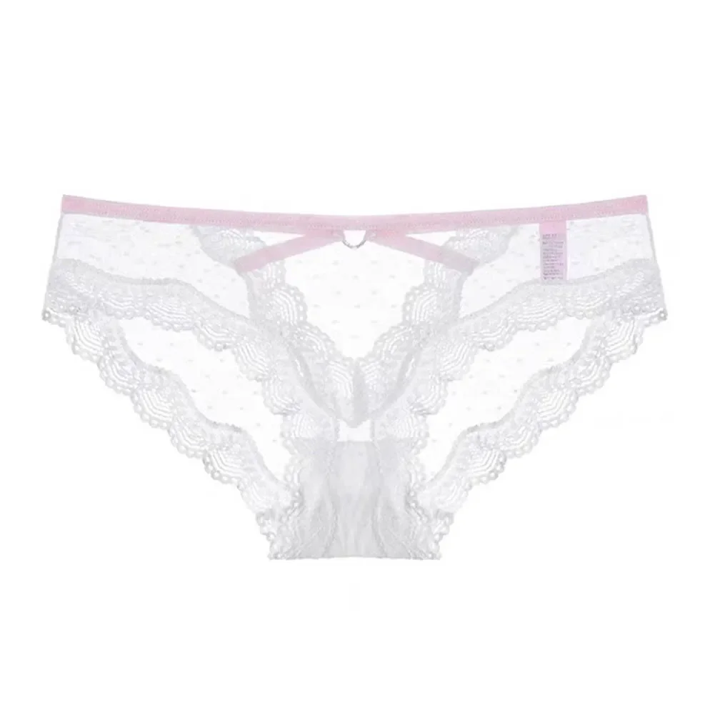 Seksowna bielizna damska koronkowe przezroczyste majtki krótkie jednokolorowe niskiej talii tył V kształt stringi stringi bielizna figi dla kobiet